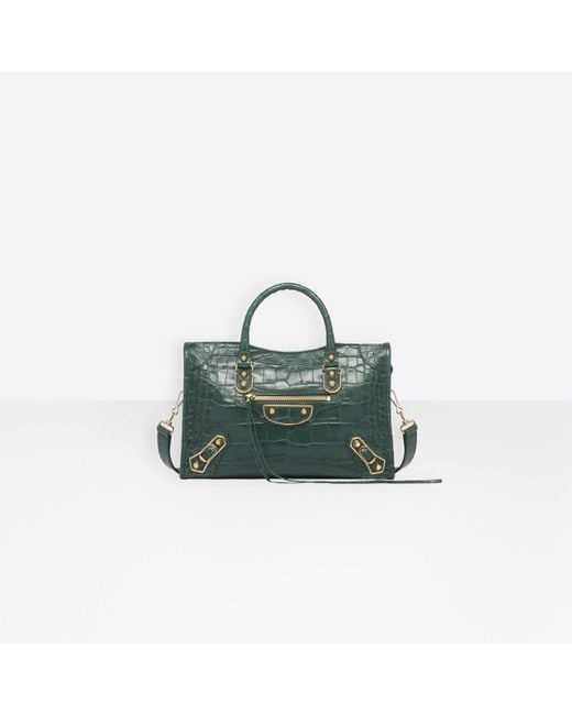 Balenciaga Leather Metallic Edge Small City Shoulder Bag in Green | Lyst