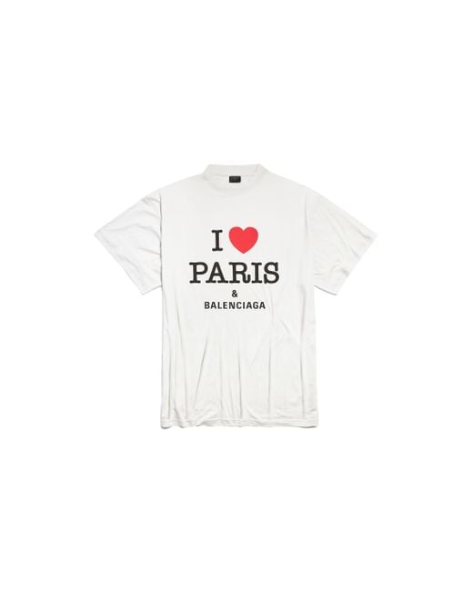 Balenciaga I Love Paris & T-Shirt Oversized in White | Lyst