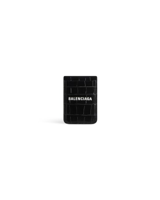Portacarte magnetico cash con lavorazione coccodrillo di Balenciaga in Black