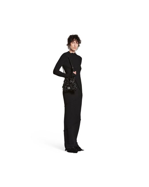 Balenciaga Black Hourglass Xs Handbag With Satin Bows