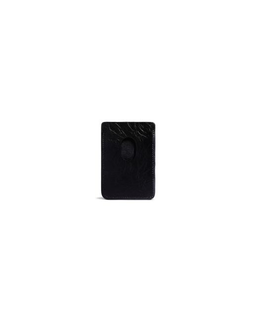 Balenciaga Black Leather Crush Phone Card Holder