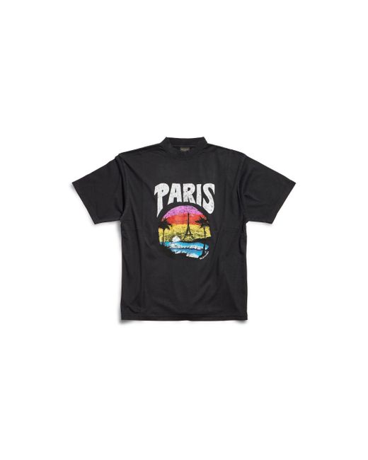 T-shirt paris tropical medium fit di Balenciaga in Black da Uomo