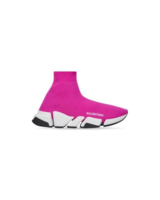 Balenciaga Speed 2.0 Recycled Knit Trainers With Bicolor Sole in Pink | Lyst