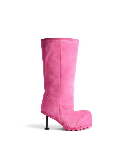 Balenciaga Alaska Fur 90Mm High Boot in Pink Lyst