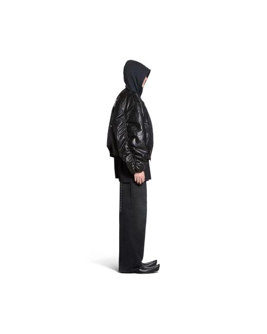 Balenciaga Black Diy Metal Outline Hooded Bomber for men