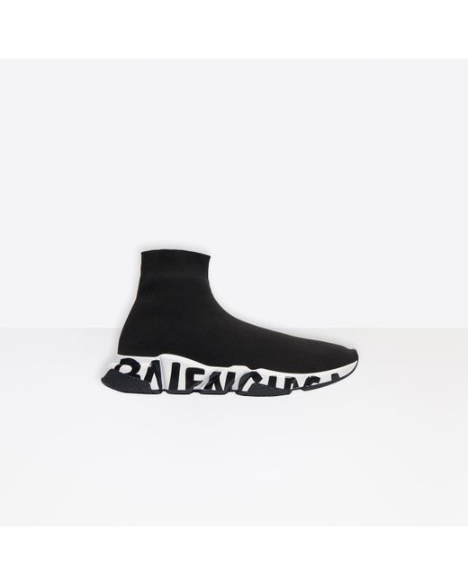 Balenciaga Synthetic Speed Sneaker Graffiti in Black / White (Black ...