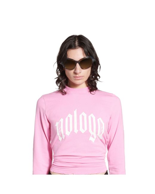 Balenciaga Pink Nologo Long Sleeve T-shirt Fitted