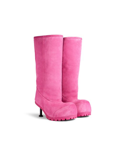 Balenciaga Pink Alaska Fur 90Mm High Boot