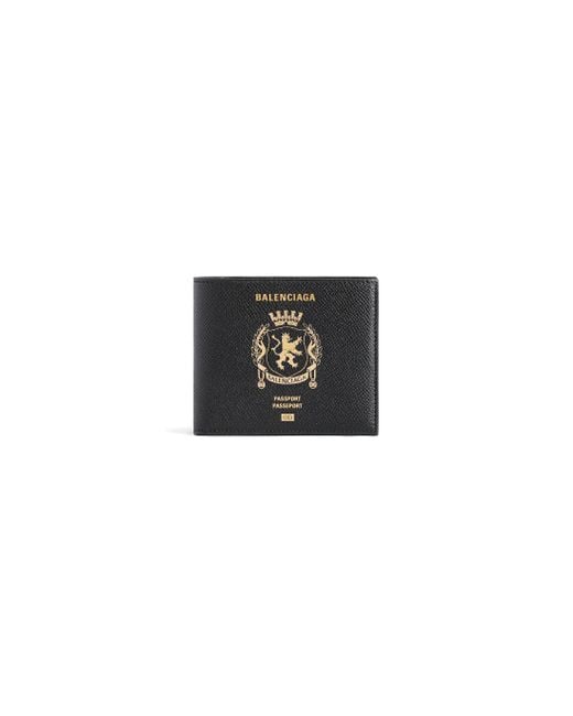 Balenciaga Black Passport Square Folded Wallet for men
