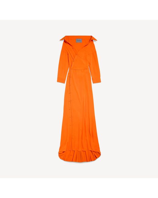 Balenciaga Orange Off-Shoulder Dress