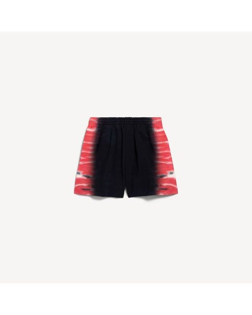 Balenciaga Red Extreme Tie Dye Regular Fit Bermuda for men