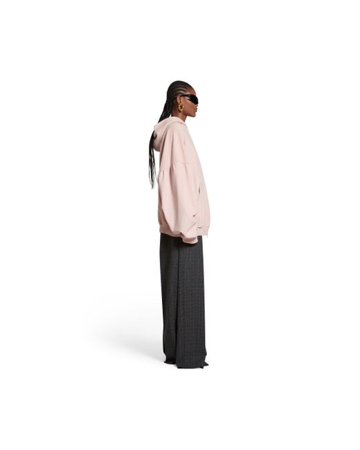 Balenciaga Pink Back Flip Round Zip-up Hoodie Oversized for men
