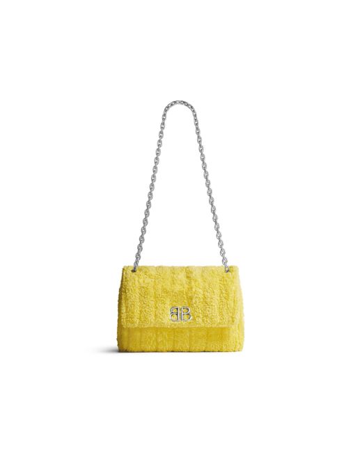 Balenciaga Yellow Monaco mini-tasche mit steppung aus handtuchstoff
