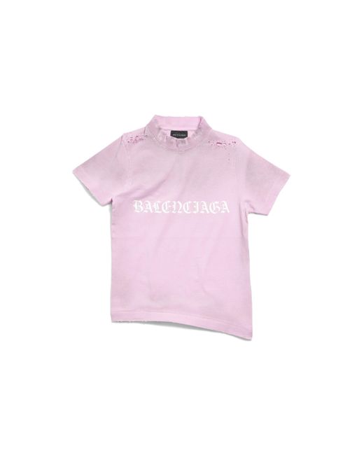 Balenciaga Pink Gothic Type Shrunk T-shirt Bodycon Fit