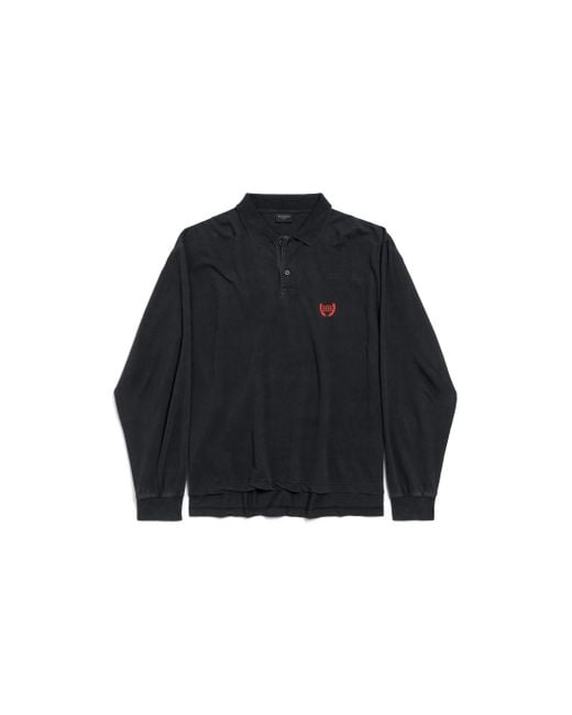 Balenciaga Laurel Classic Langärmeliges Regular-Poloshirt in Blue für Herren