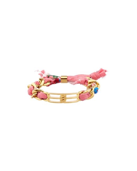 Balenciaga Pink Bb Icon Ribbon Bracelet