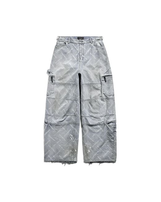 Balenciaga Gray Bal Diagonal Allover Cargo Trousers