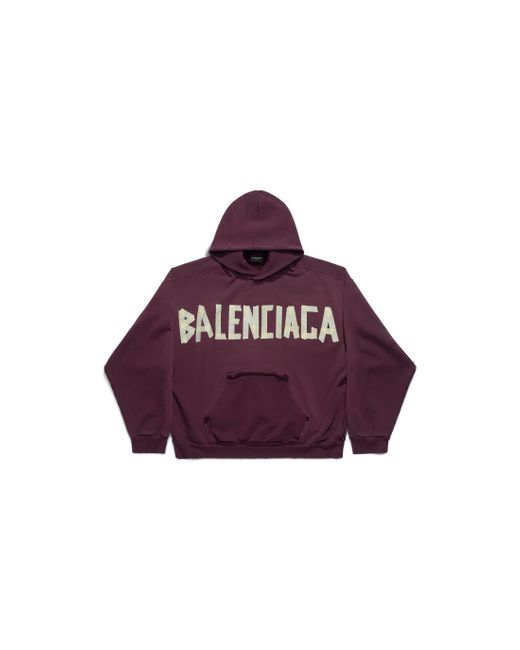 Hoodie ripped pocket tape type large fit di Balenciaga in Purple