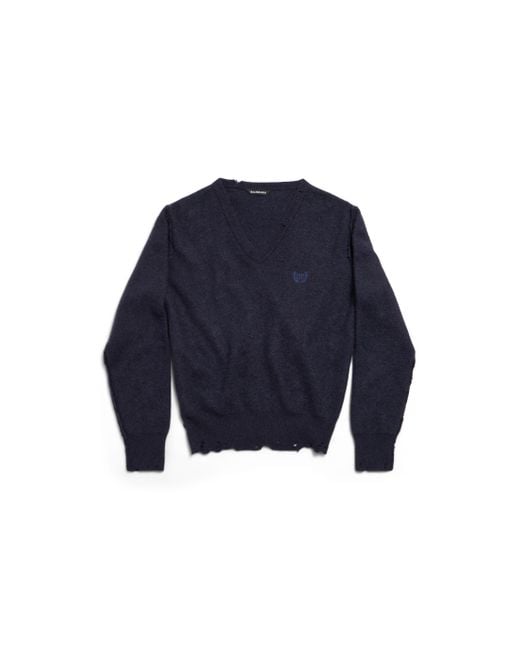 Balenciaga Blue Cashmere-Wool Inside Out Sweater