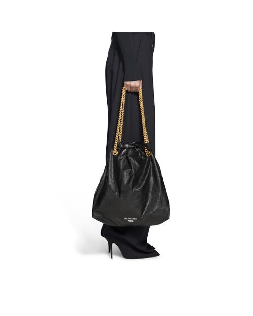 Balenciaga Black Crush Medium Tote Bag