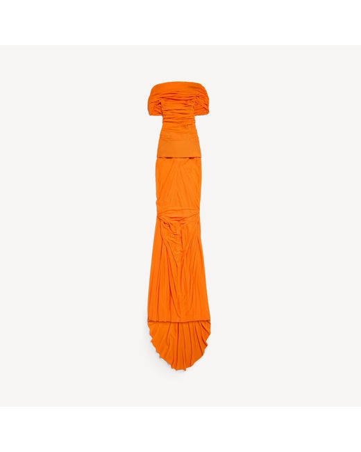 Balenciaga Orange Gathered Open Back Dress