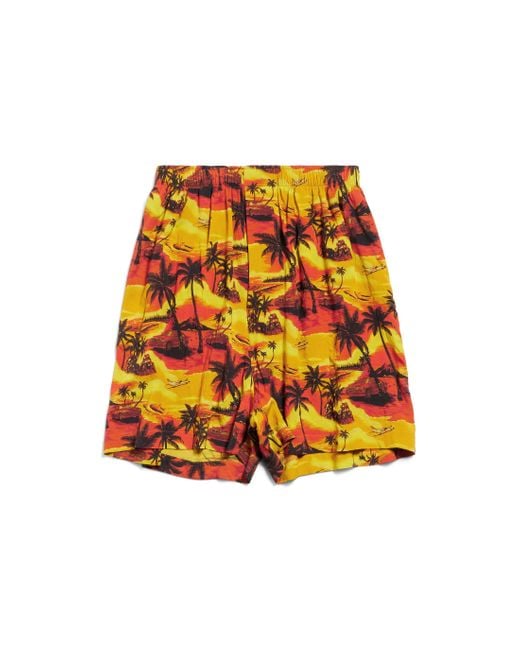 Balenciaga Yellow Hawaiian Car Pyjama Shorts for men