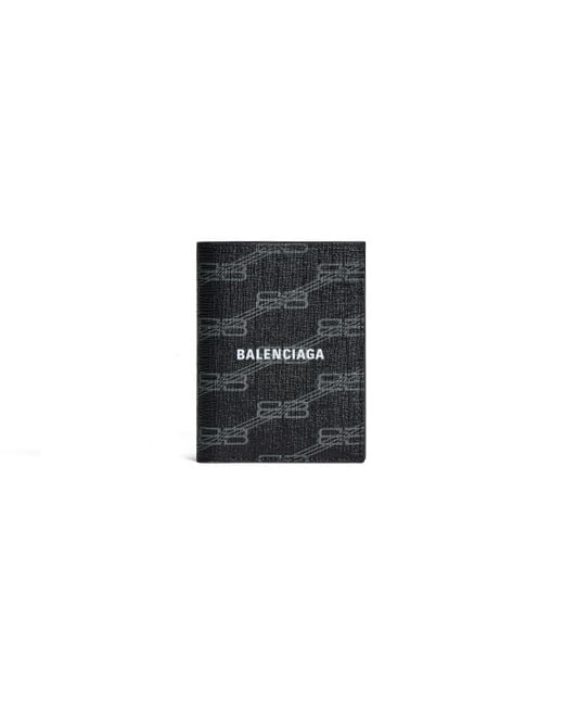 Balenciaga Black Signature Vertical Bifold Wallet Bb Monogram Coated Canvas for men