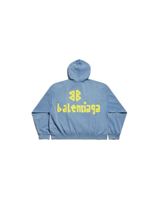 Balenciaga Blue Tape Type Ripped Pocket Hoodie Large Fit for men