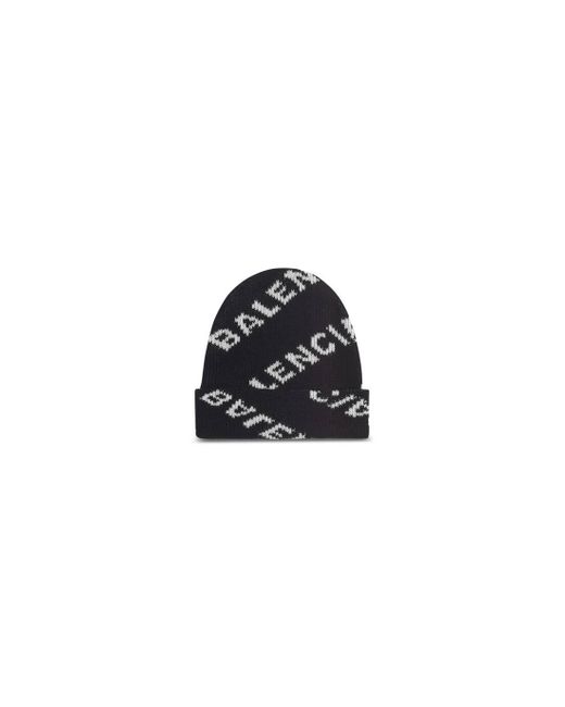 Balenciaga Wool Allover Logo Beanie in 