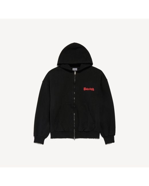 Balenciaga Black Salon De Couture Regular Fit Zip-up Hoodie for men