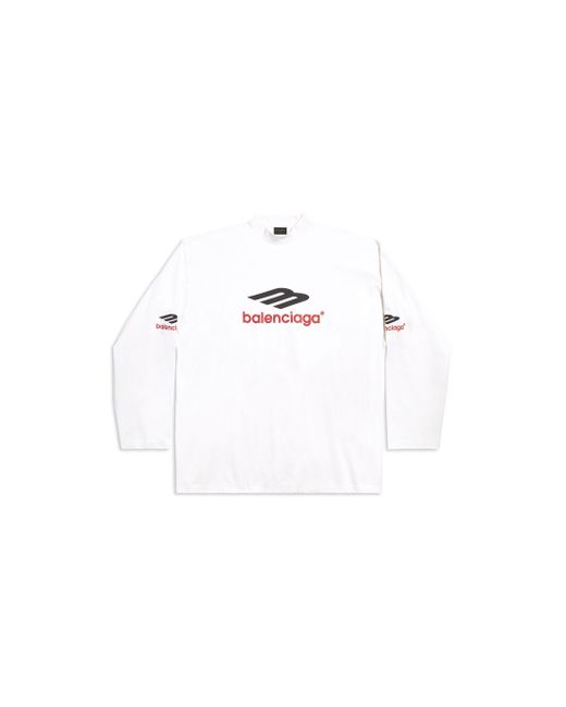 Balenciaga White 3b Sports Icon Long Sleeve T-shirt Oversized for men