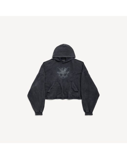 Balenciaga Blue Kittycat Cropped Hoodie