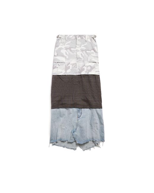 Balenciaga Grayscale Camo Maxi Layered Cargo Skirt