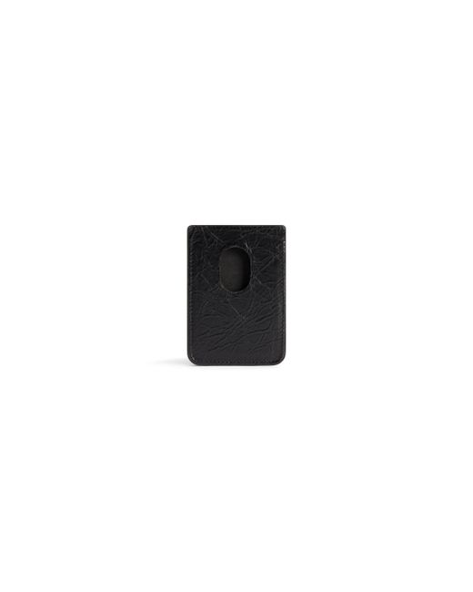 Balenciaga Black Logo-print Leather Cardholder for men