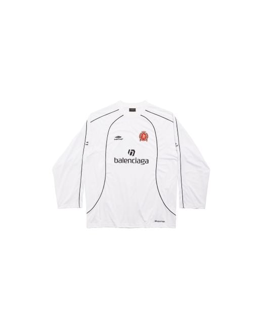 Balenciaga White Tokyo Soccer Long Sleeve T-shirt Oversized for men