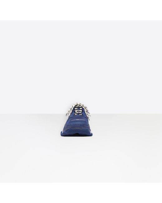 balenciaga triple s clear sole sneakers in navy blue