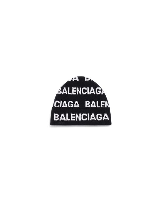 Balenciaga Black Bal Horizontal Allover Beanie for men