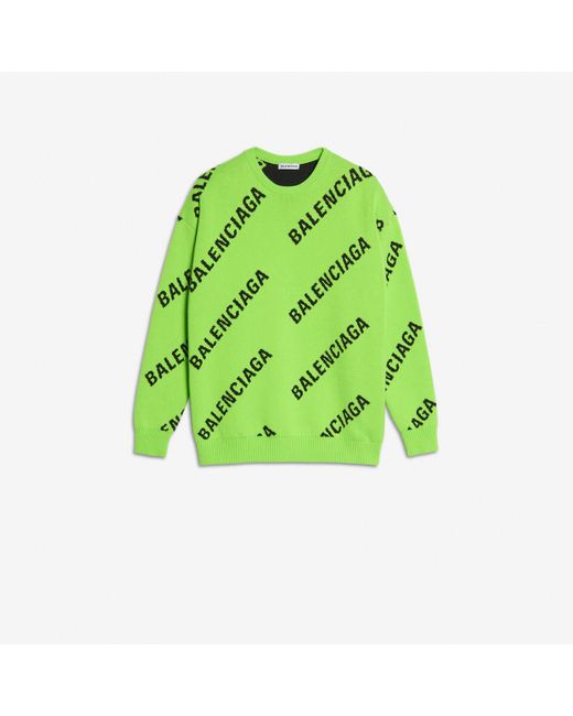 Balenciaga Oversized Intarsia Cotton blend Sweater in Green Lyst Canada