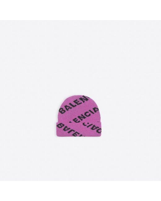 Balenciaga Wool Logo Beanie in Pink 