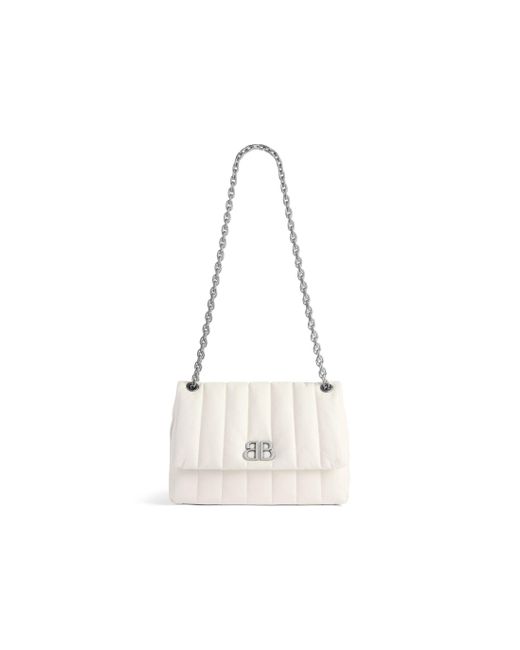 Balenciaga White Monaco Mini Bag Quilted