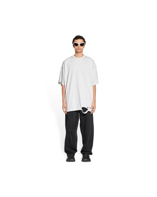Balenciaga 3b Sports Icon Repaired T-shirt Oversized in Grey & Silver ...