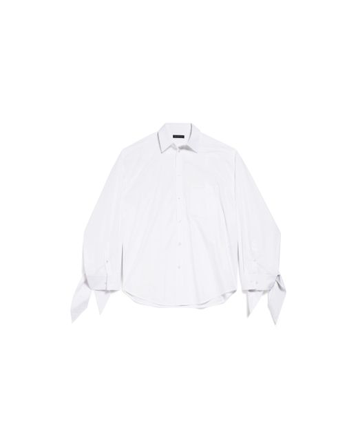 Balenciaga White Knotted Cuff Blouse
