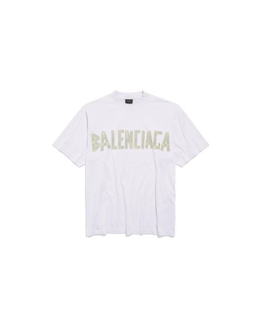 Balenciaga Tape Type Medium Fit T-Shirt in White for Men | Lyst