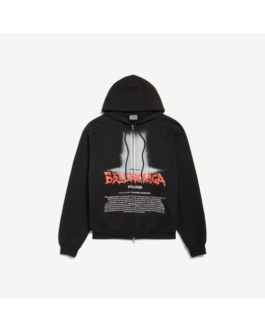 Balenciaga Black The Door Oversized Zip-up Hoodie for men