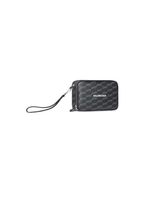Balenciaga Signature Pouch With Handle Bb Monogram Coated Canvas Black for men