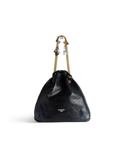 Balenciaga Black Crush Medium Tote Bag Dirty Effect With Souvenirs