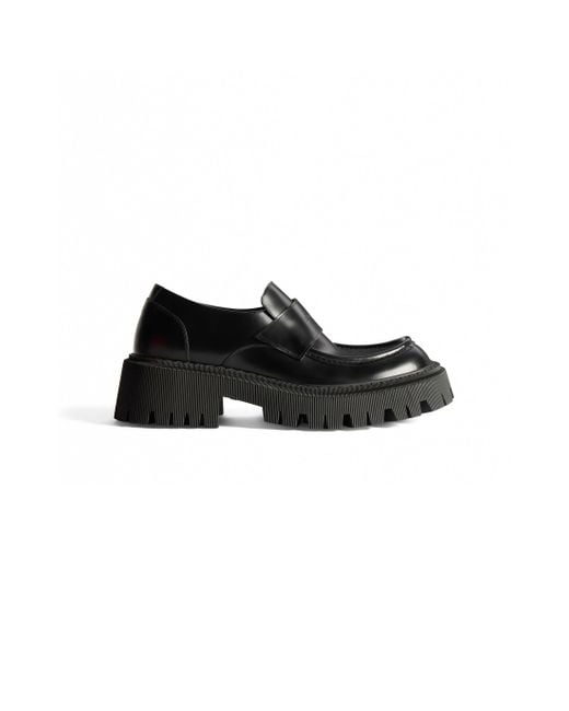 Balenciaga Black Tractor Leather Loafers for men