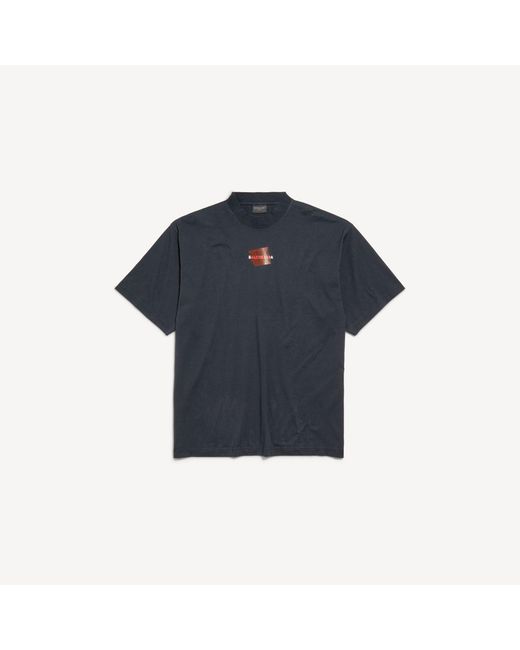 Balenciaga Blue Medium Fit Logo T-Shirt for men