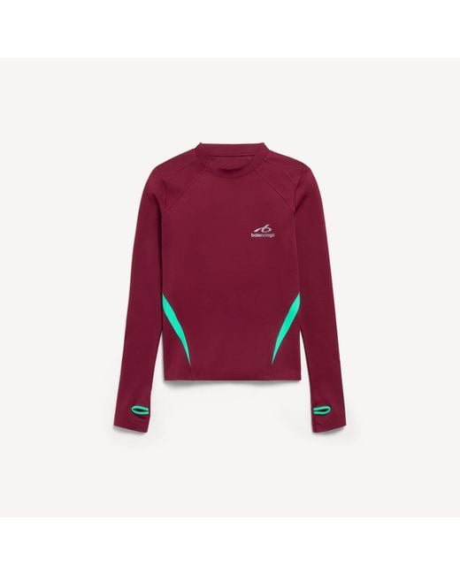 Balenciaga Red Techwear Fitted Long Sleeve Top for men
