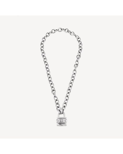 Balenciaga Metallic Bb Padlock Necklace